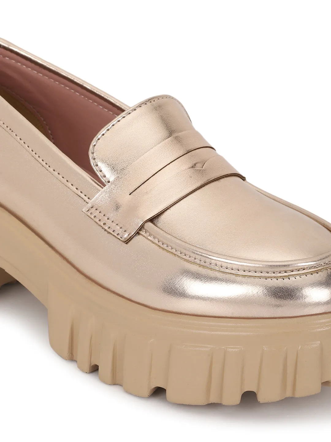 Rose Gold PU Block Loafers (TC-ANA-7981-RGLD)