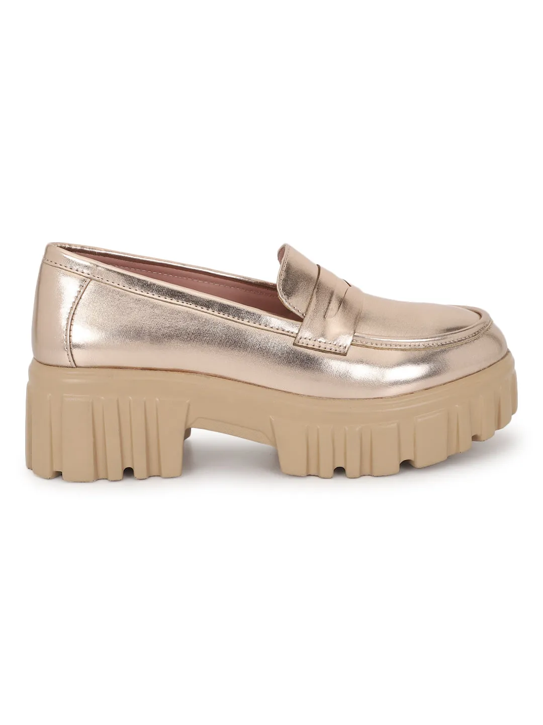 Rose Gold PU Block Loafers (TC-ANA-7981-RGLD)
