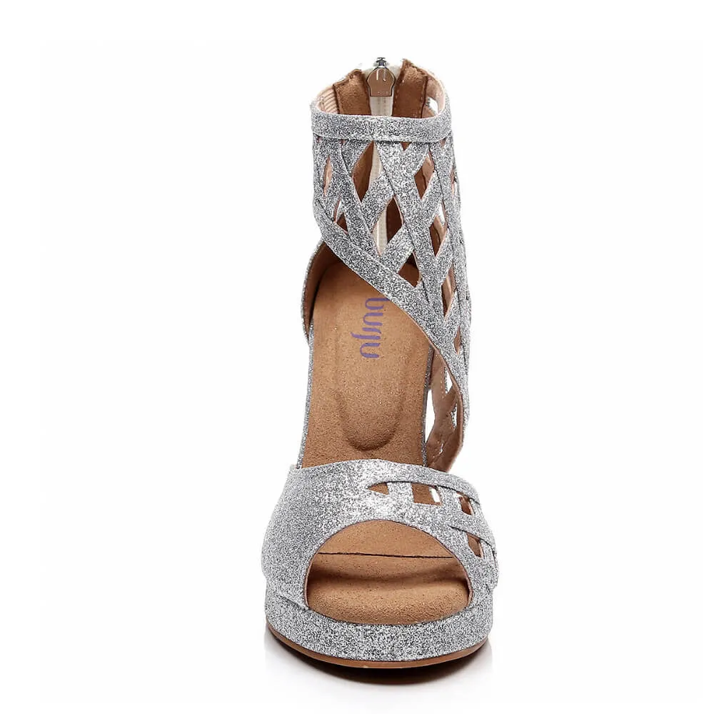 Saressa - Silver Glitter - Rubber Sole
