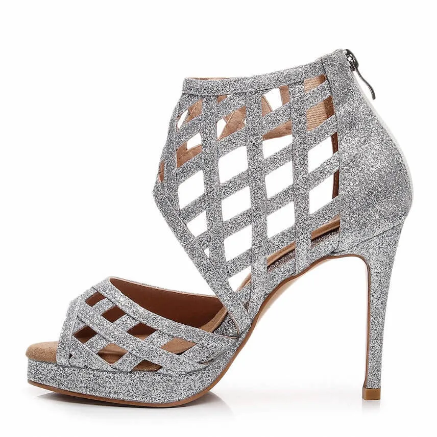 Saressa - Silver Glitter - Rubber Sole