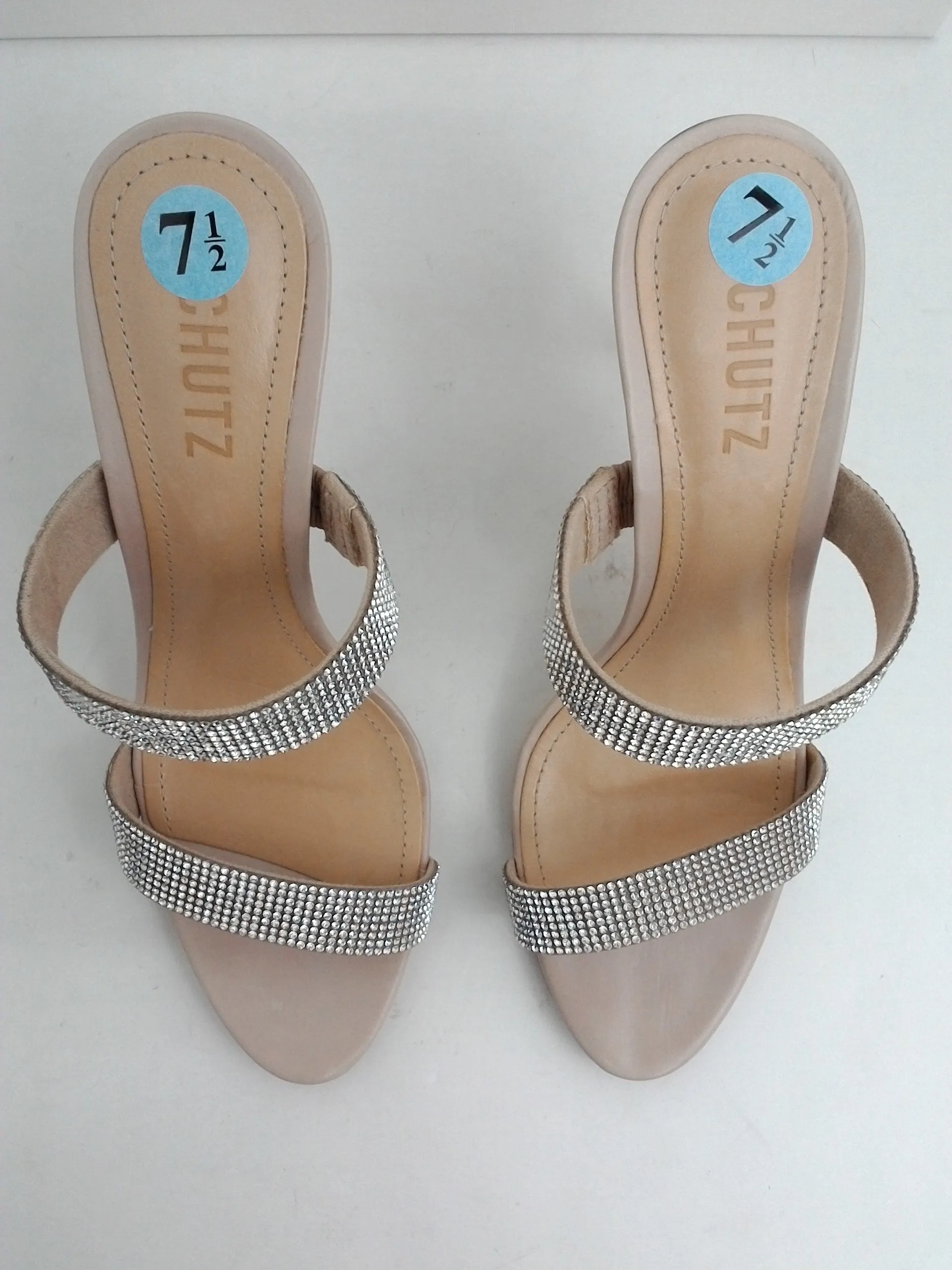 Schutz Women's Beatriz Mule Metallic Malha Crystal Size 7.5 B