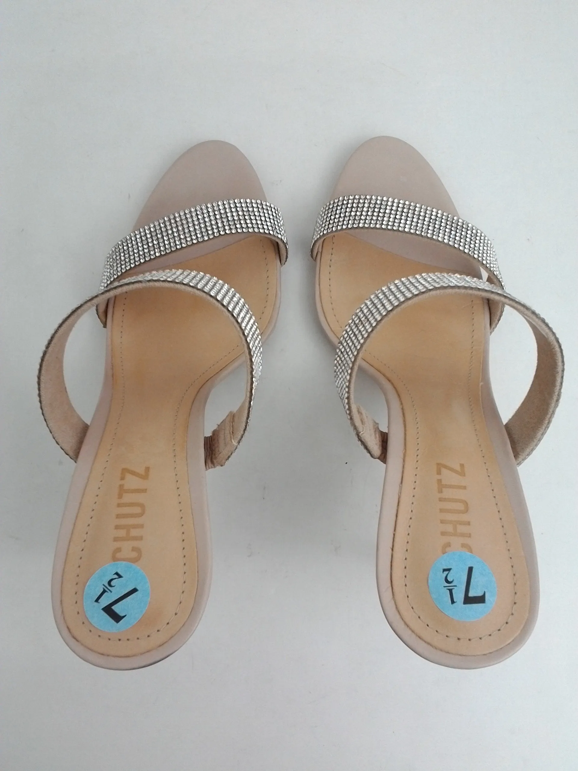 Schutz Women's Beatriz Mule Metallic Malha Crystal Size 7.5 B