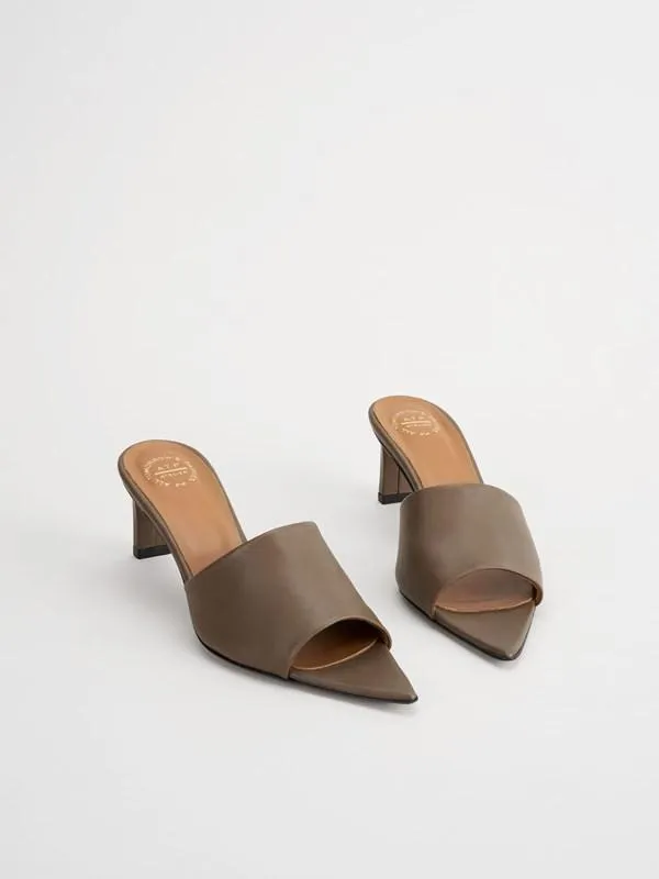 Serranova Khaki Brown Heeled Sandals