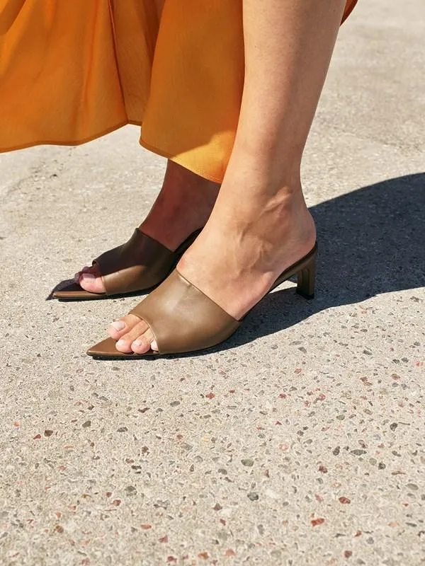 Serranova Khaki Brown Heeled Sandals