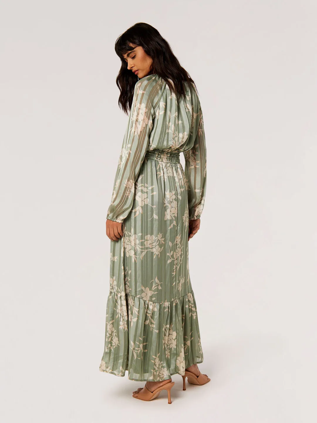Silhouette Floral Satin Shimmer Maxi Dress