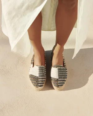 Silk And Cotton Patchwork|Double Sole Espadrilles - G60D0 - Yucatán White Natural And Black