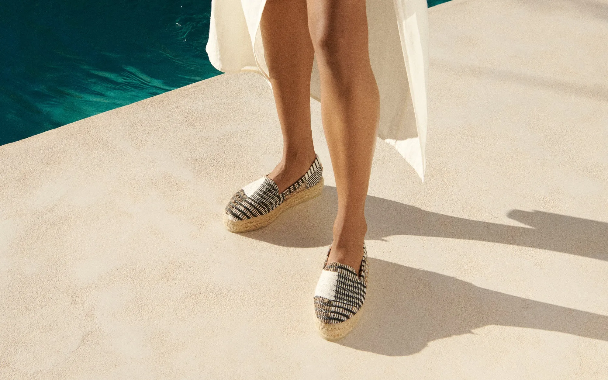 Silk And Cotton Patchwork|Double Sole Espadrilles - G60D0 - Yucatán White Natural And Black