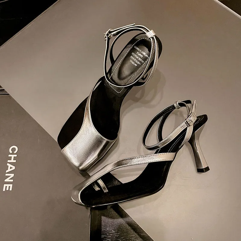 Silver Heeled Sandals