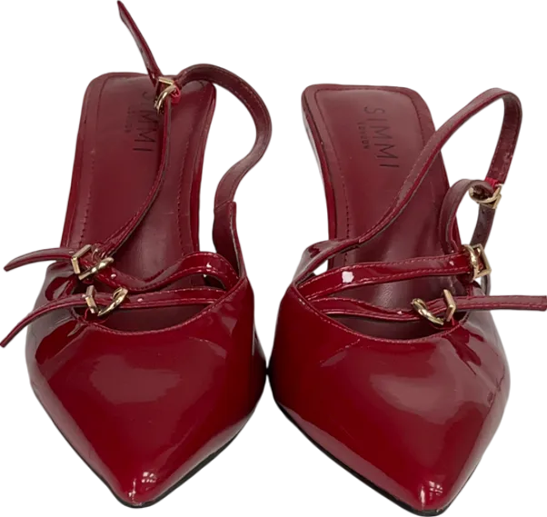 Simmi London Aska Red Patent Sling Back Court Shoes UK 5 EU 38 👠