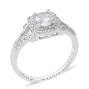 simulated diamond ring (size p) in 925 sterling silver