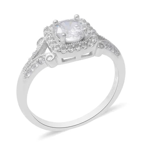 simulated diamond ring (size p) in 925 sterling silver