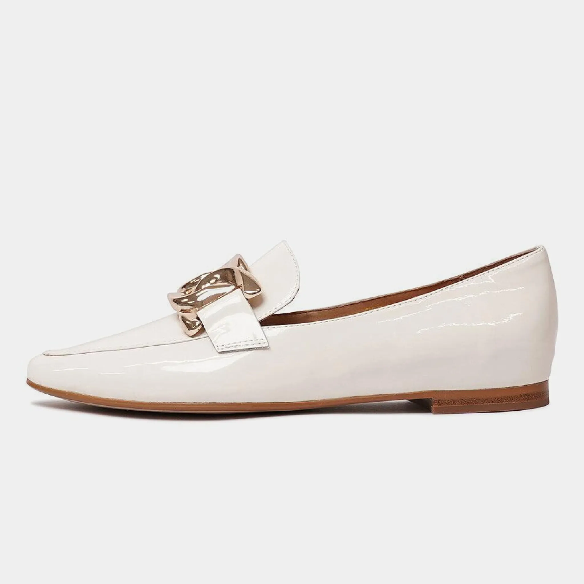 Socoro Ivory Patent Leather Loafers