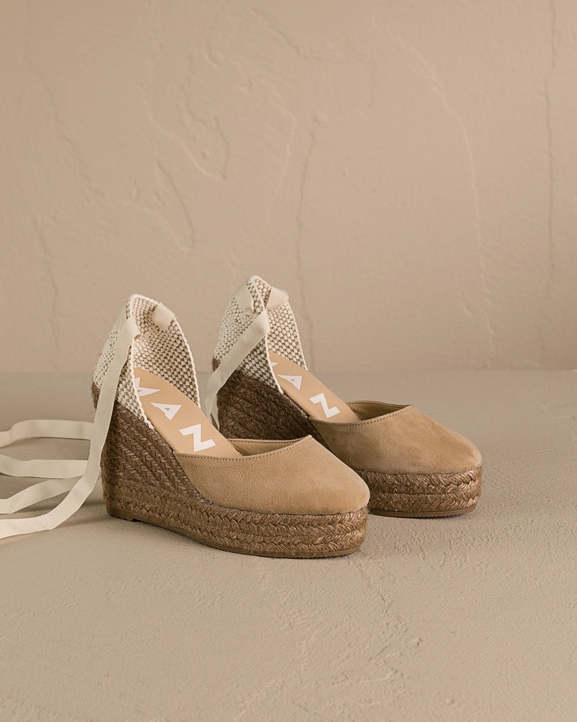 Soft Suede Wedge Espadrilles - W16WV - Hamptons Vintage Taupe On Tone