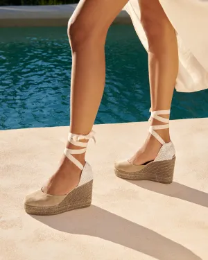 Soft Suede Wedge Espadrilles - W16WV - Hamptons Vintage Taupe On Tone