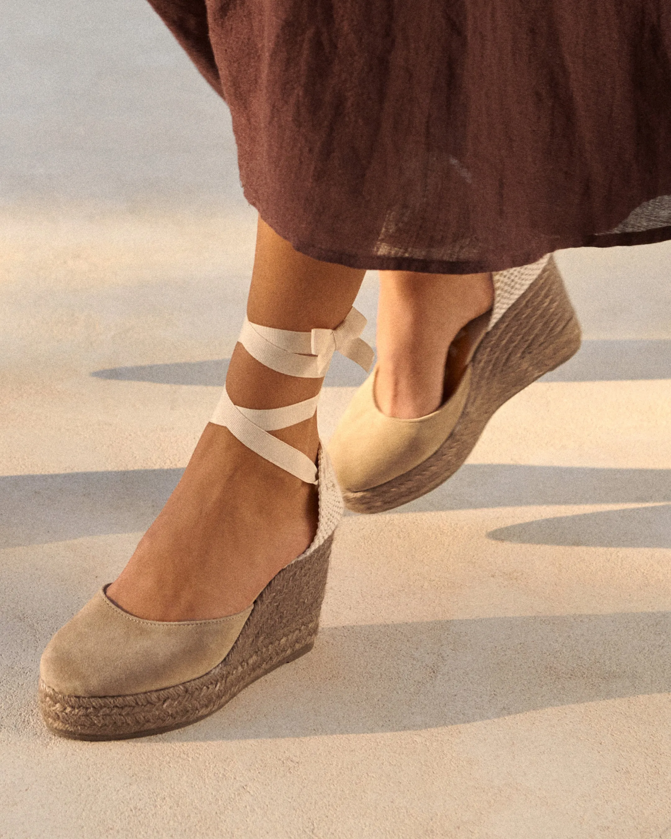 Soft Suede Wedge Espadrilles - W16WV - Hamptons Vintage Taupe On Tone