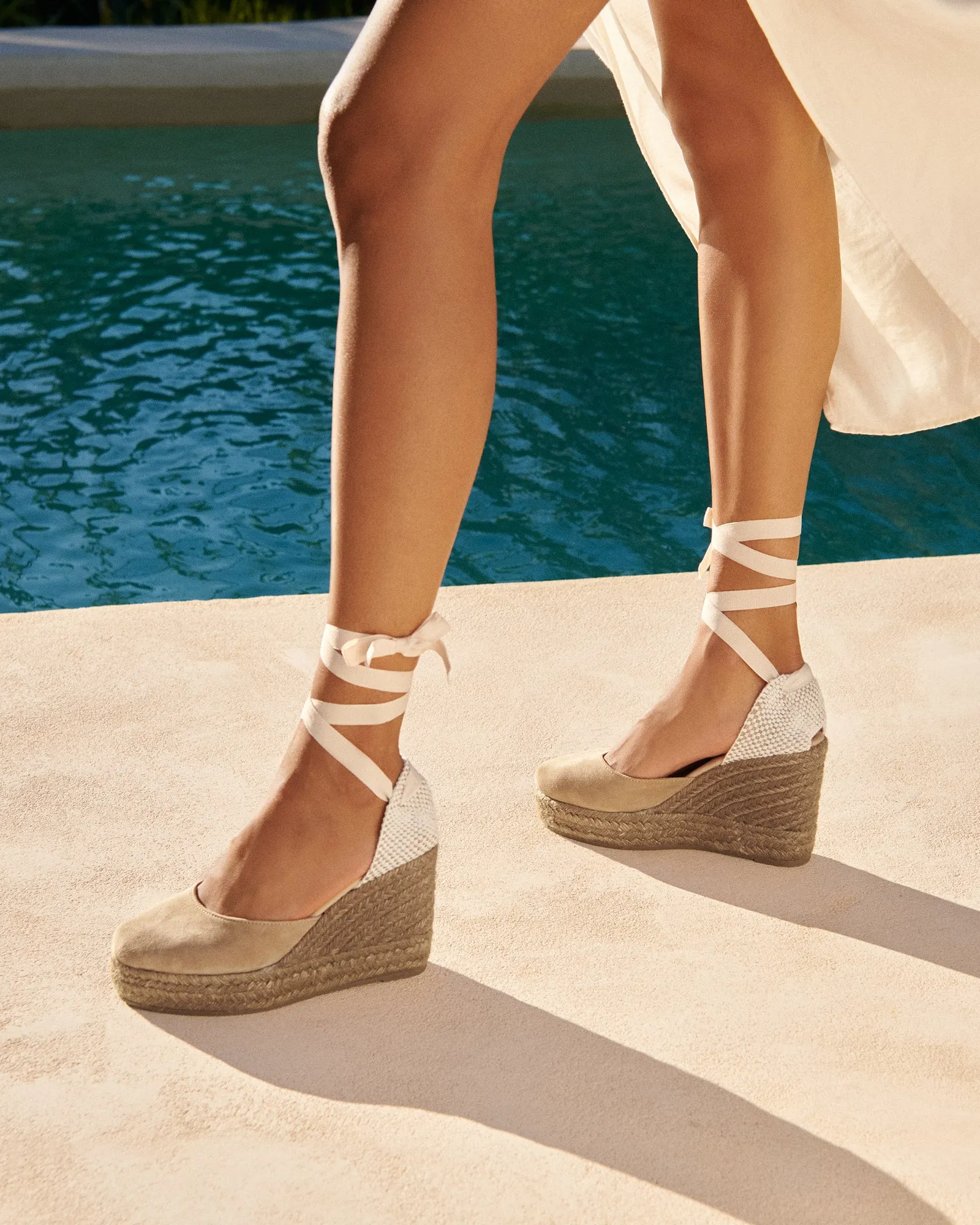 Soft Suede Wedge Espadrilles - W16WV - Hamptons Vintage Taupe On Tone