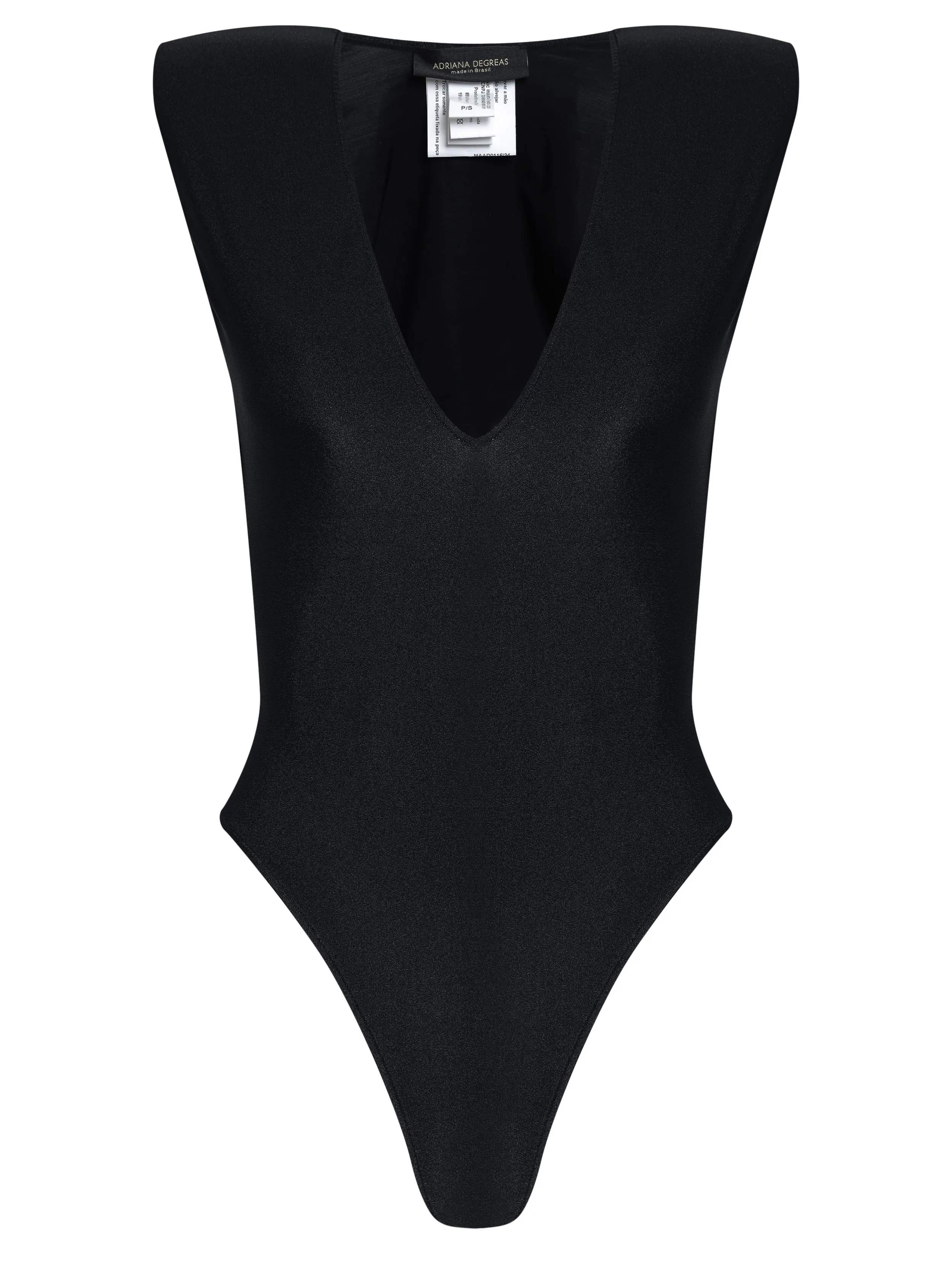 Solid Shoulder-Pad High-Leg Swimsuit