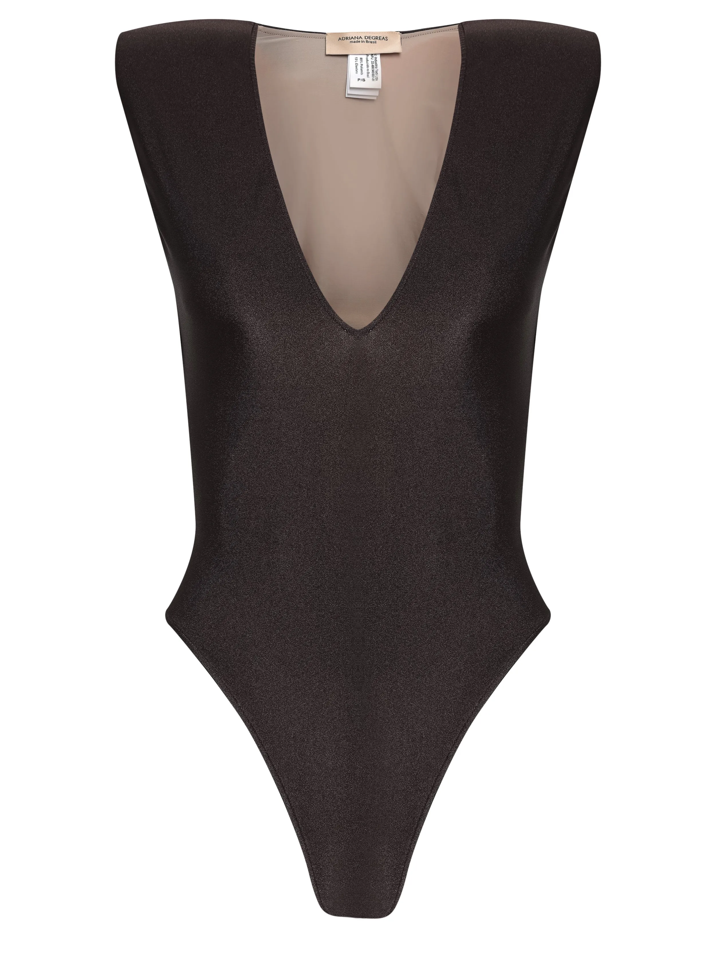 Solid Shoulder-Pad High-Leg Swimsuit