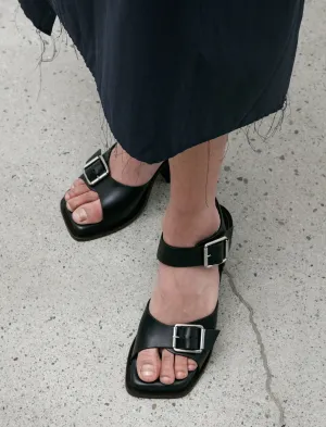 Square Heeled Sandals Black 80