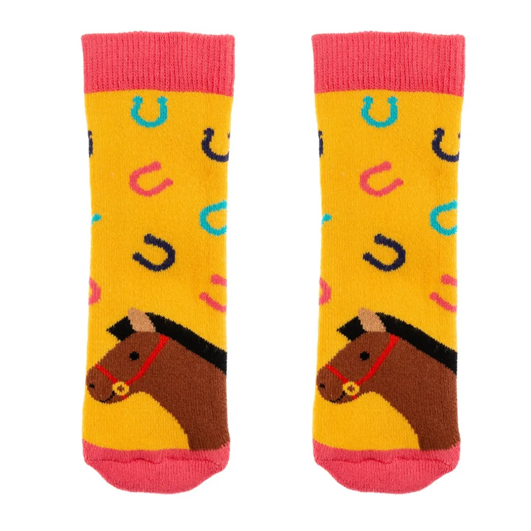 Squelch Tots Socks Orange Horses Age 1-2
