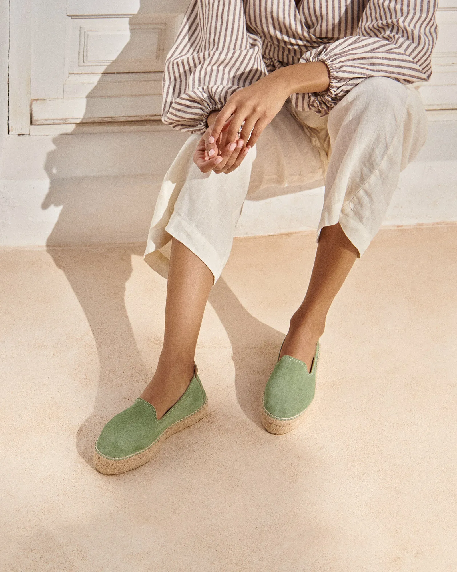Suede Double Sole Espadrilles - R66D0 - Hamptons Sage