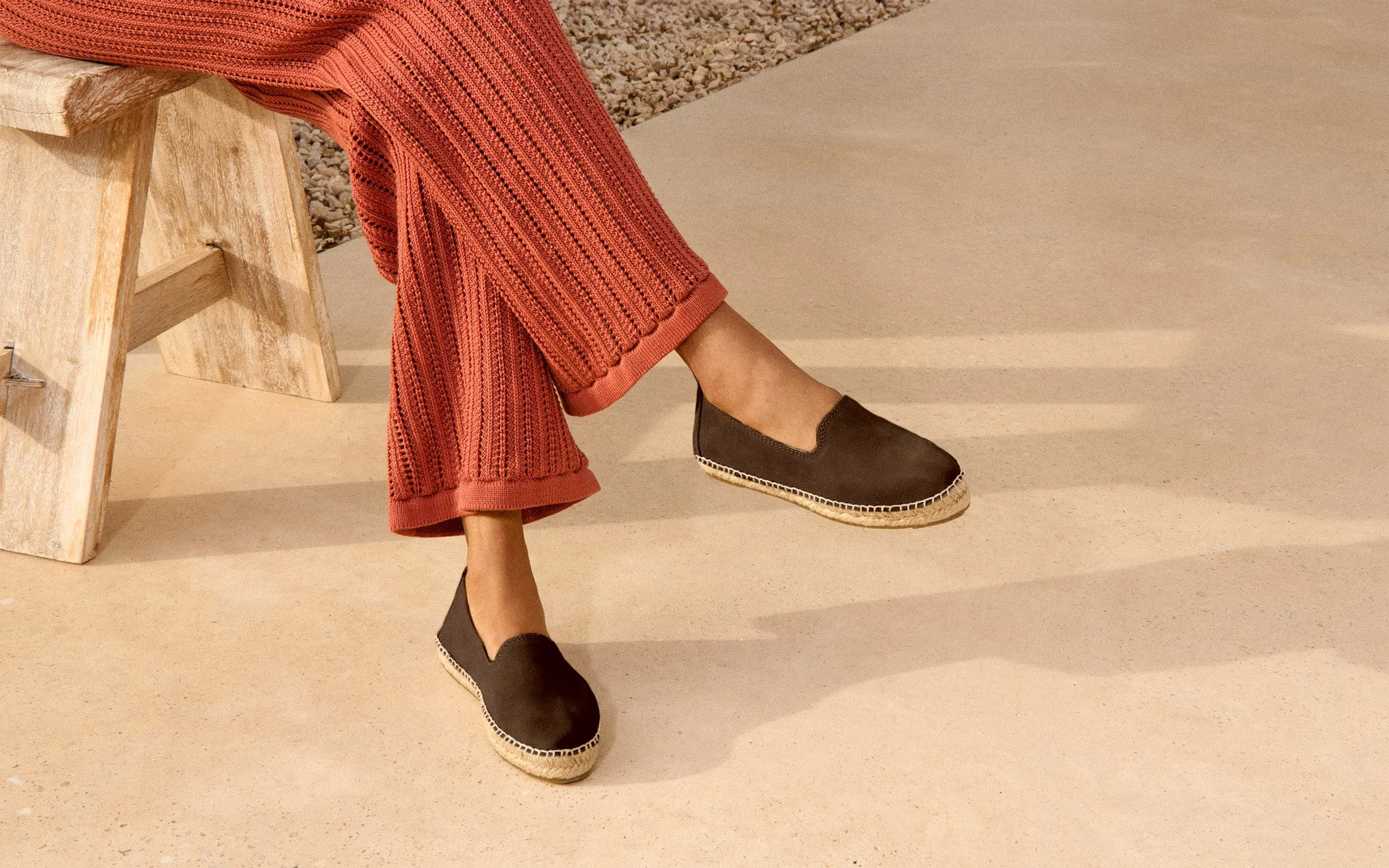 Suede Flat Espadrilles - R57N0 - Hamptons Cocoa