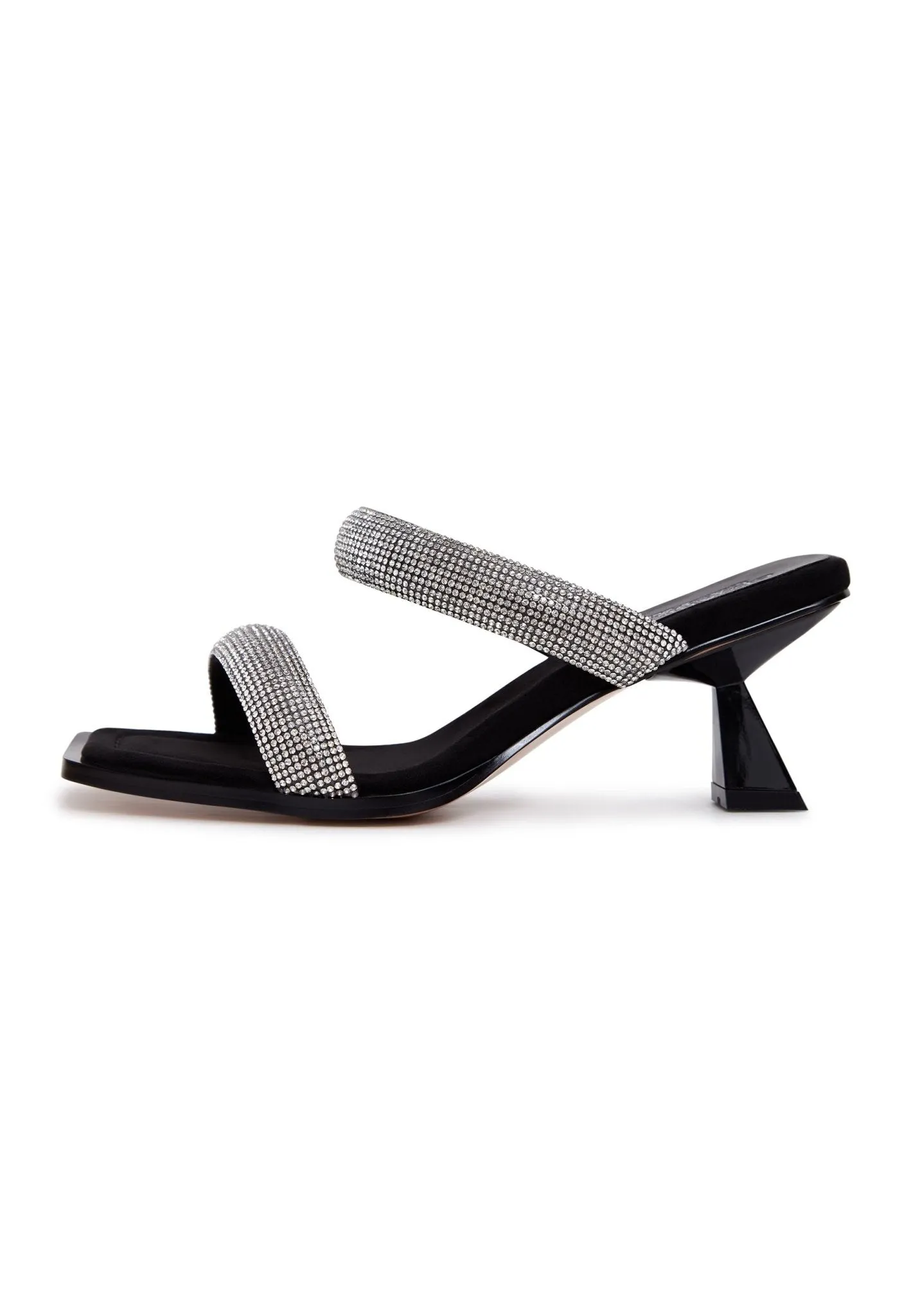 Suede Jewel High Heeled Sandals - Black