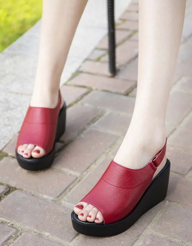 Summer Fish Toes Slingback Wedge Sandals