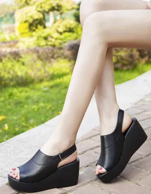 Summer Fish Toes Slingback Wedge Sandals