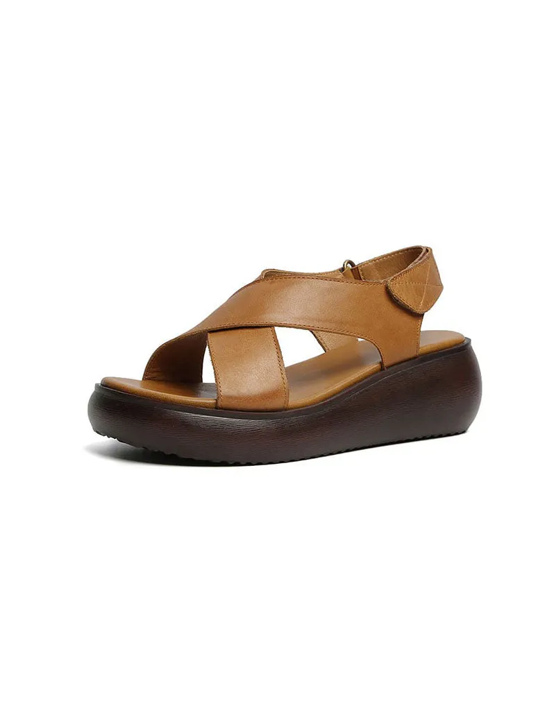 Summer Open-Toe Cross Strap Wedge Sandals