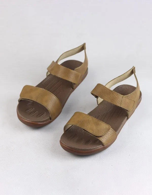 Summer Soft Leather Velcro Sandals