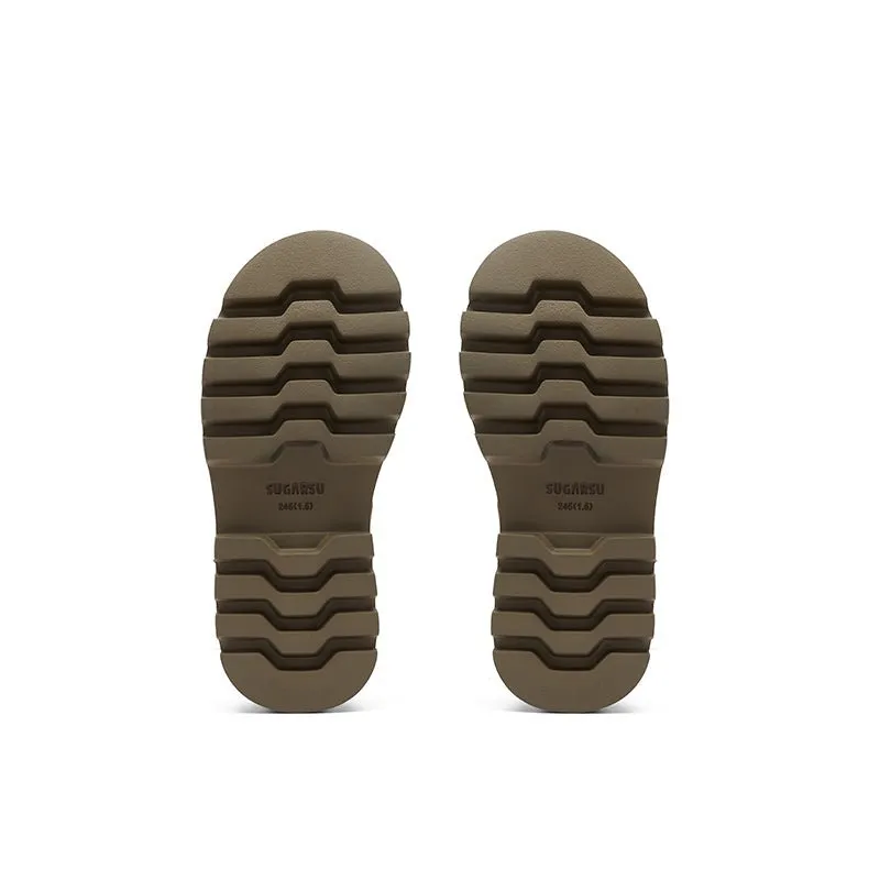 Thick Soled Fluffy Loafers Khaki