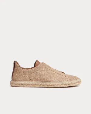 Triple Stitch Espadrilles Linen Light Beige Slip On Sneakers