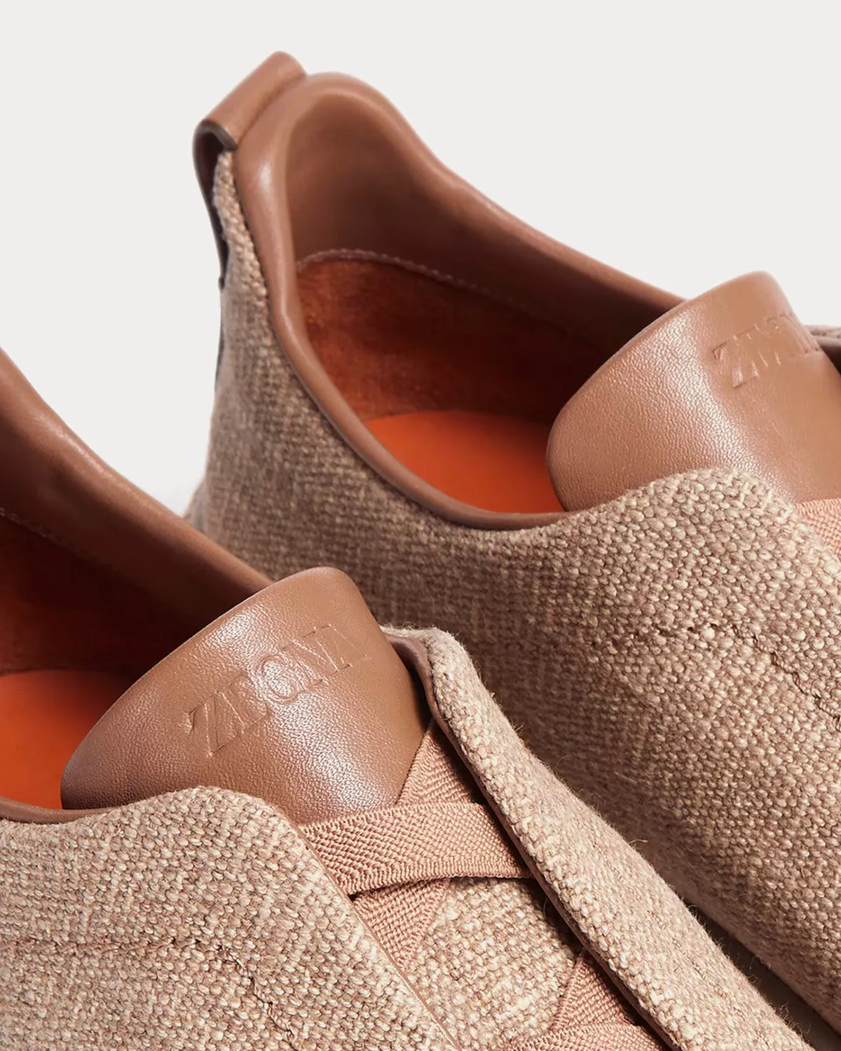 Triple Stitch Espadrilles Linen Light Beige Slip On Sneakers