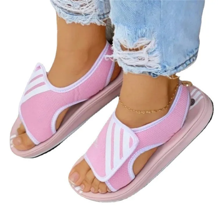 Velcro Flat Sandals Women's Plus Size New