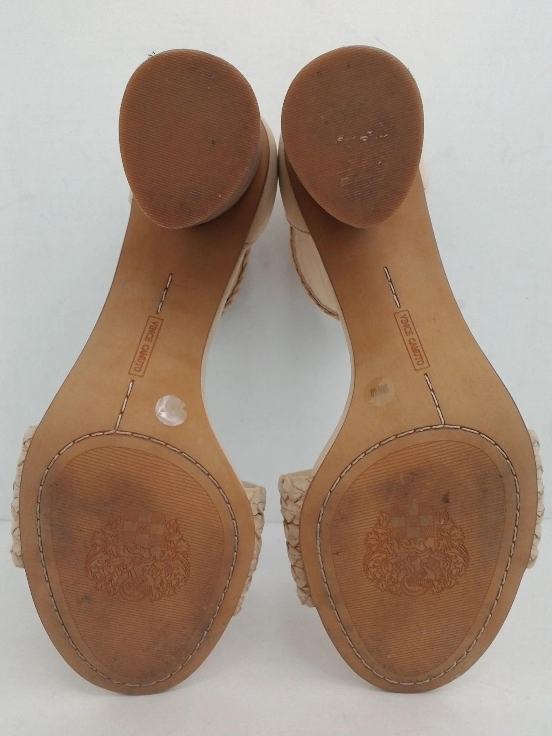Vince Camuto Women's Jedina Leather Beige Sandal Size 9 M