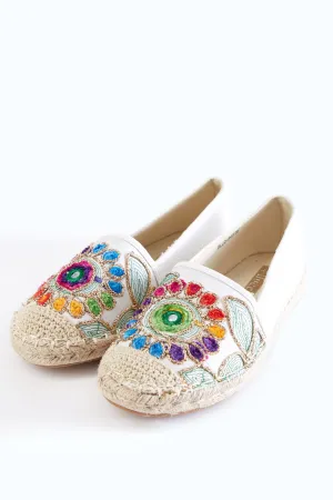 White Embellished Toe Espadrilles
