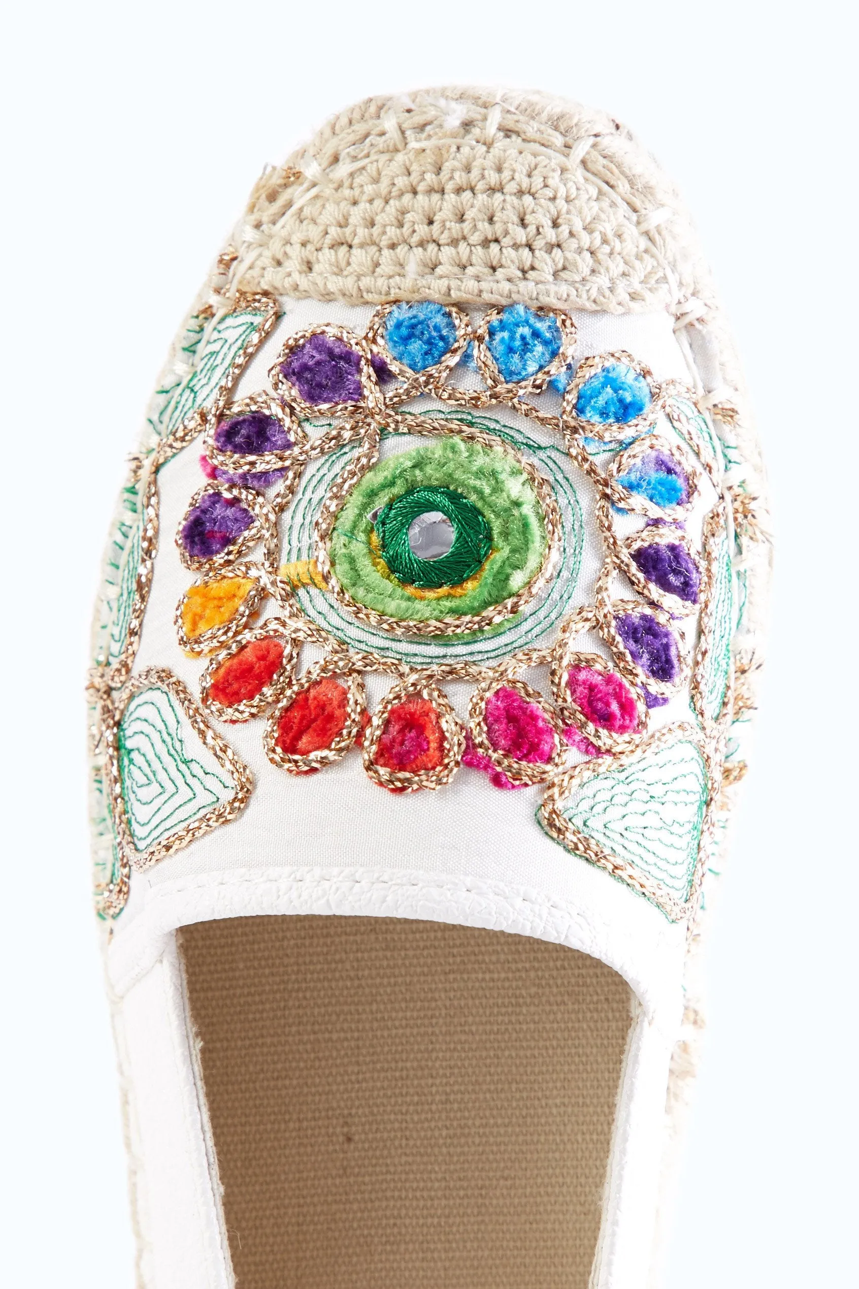 White Embellished Toe Espadrilles
