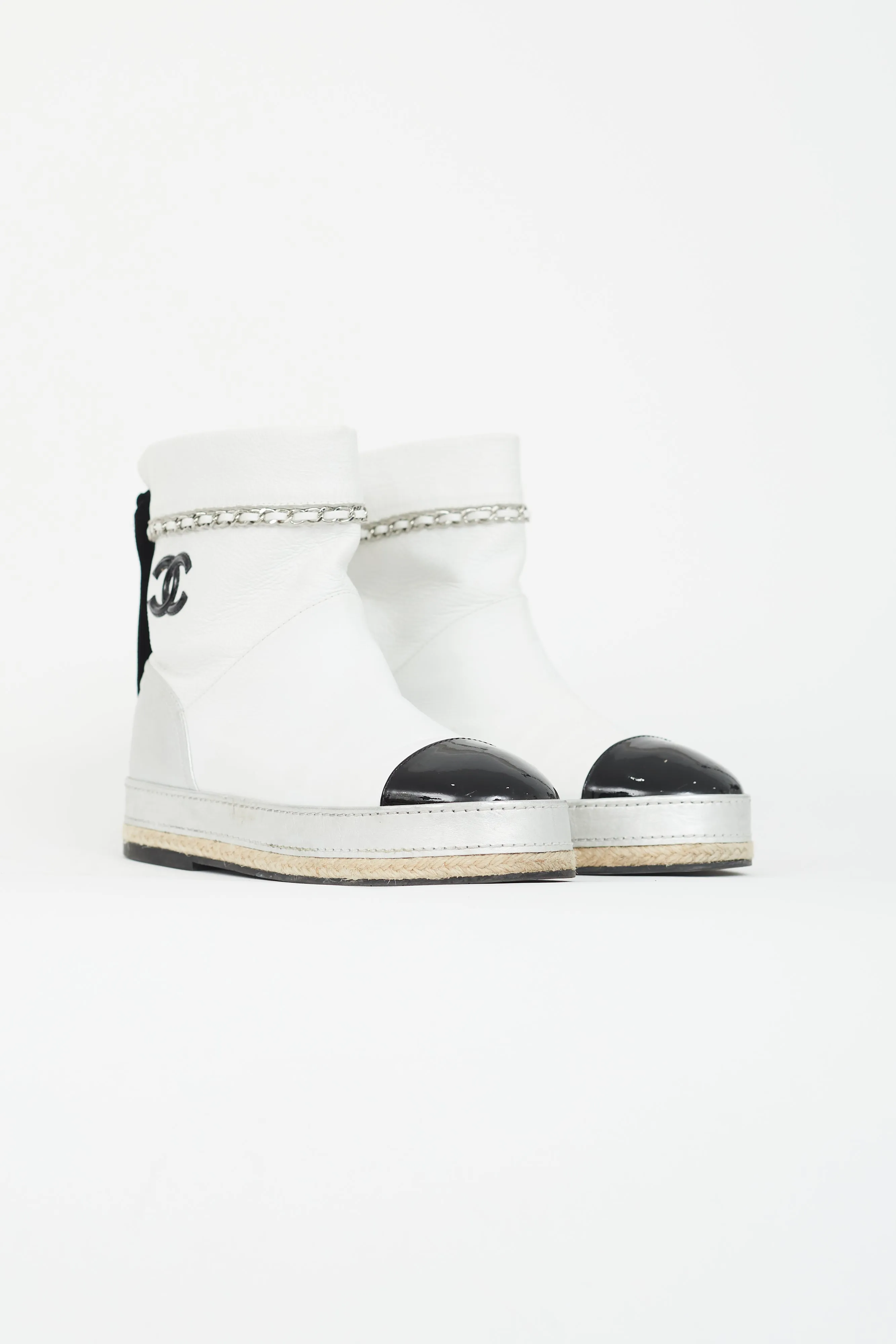White Leather Espadrilles Boot