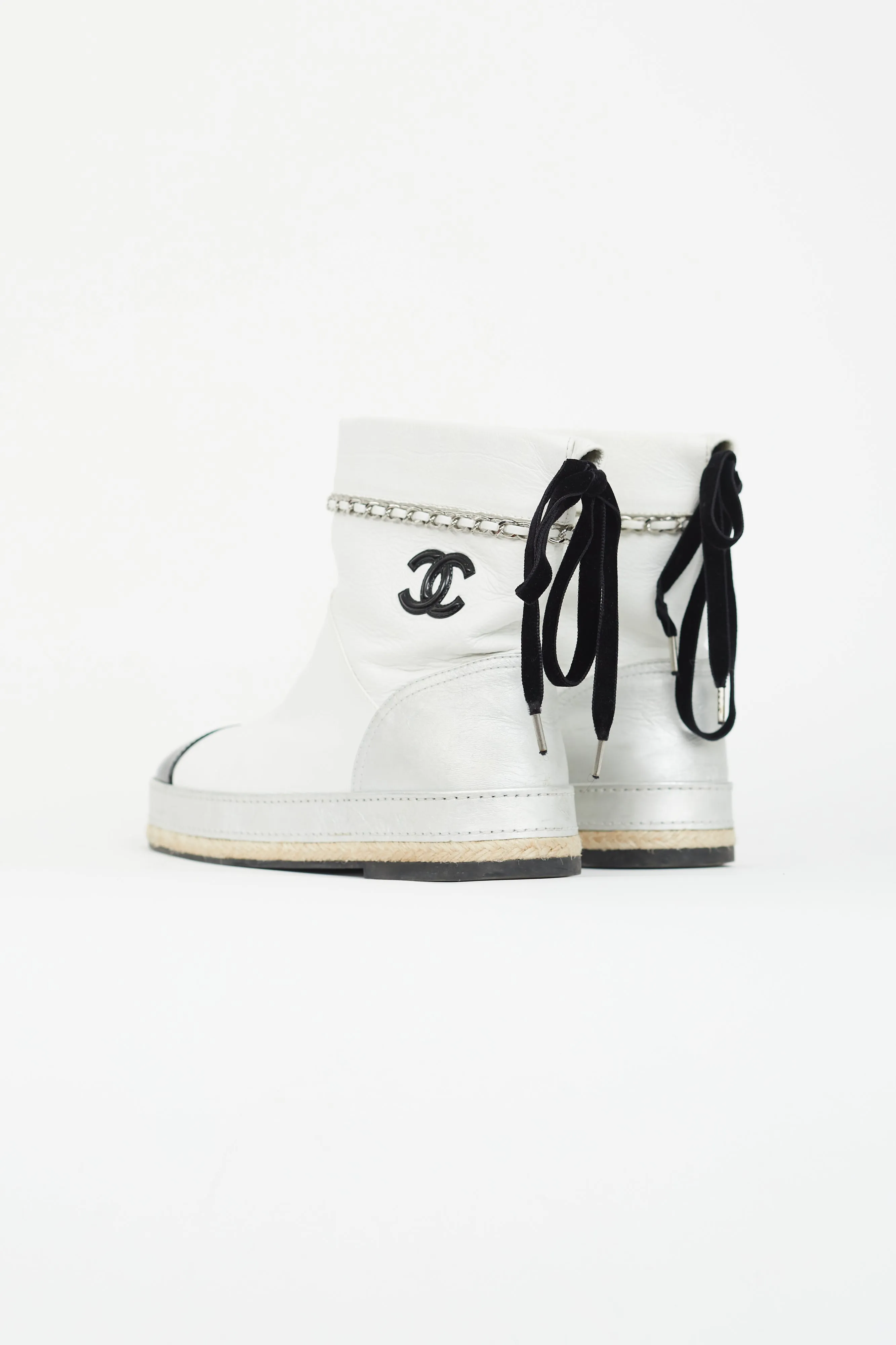 White Leather Espadrilles Boot