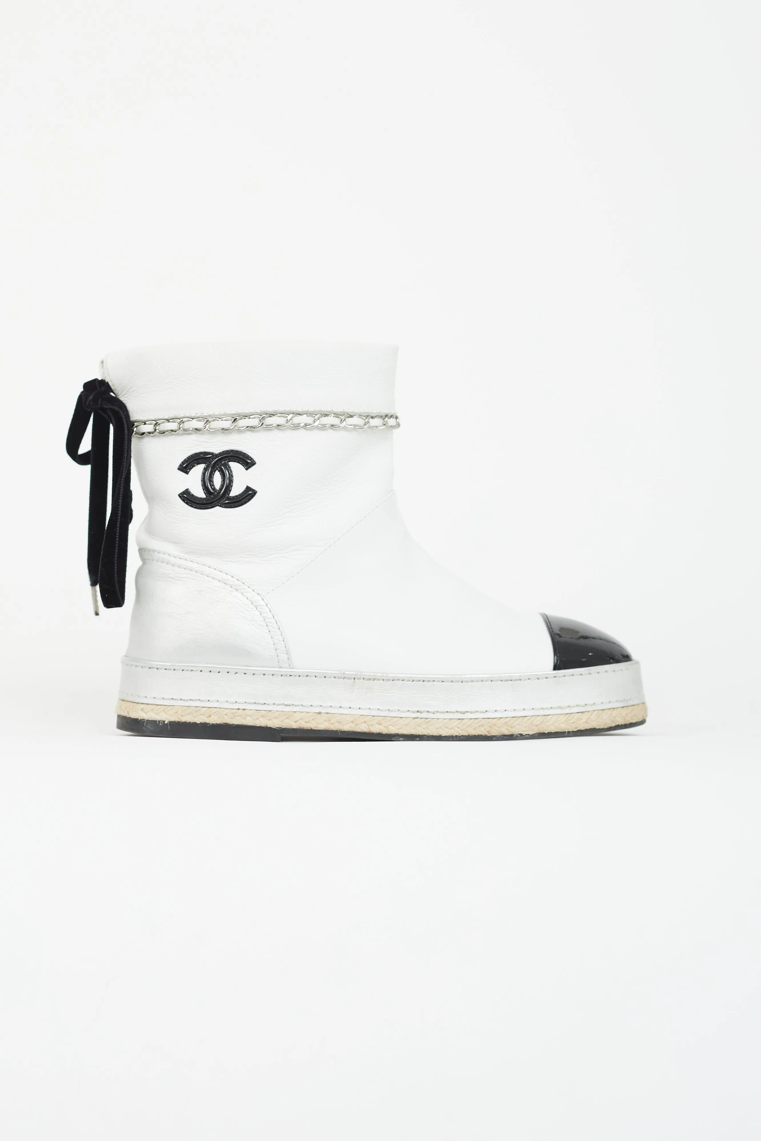 White Leather Espadrilles Boot