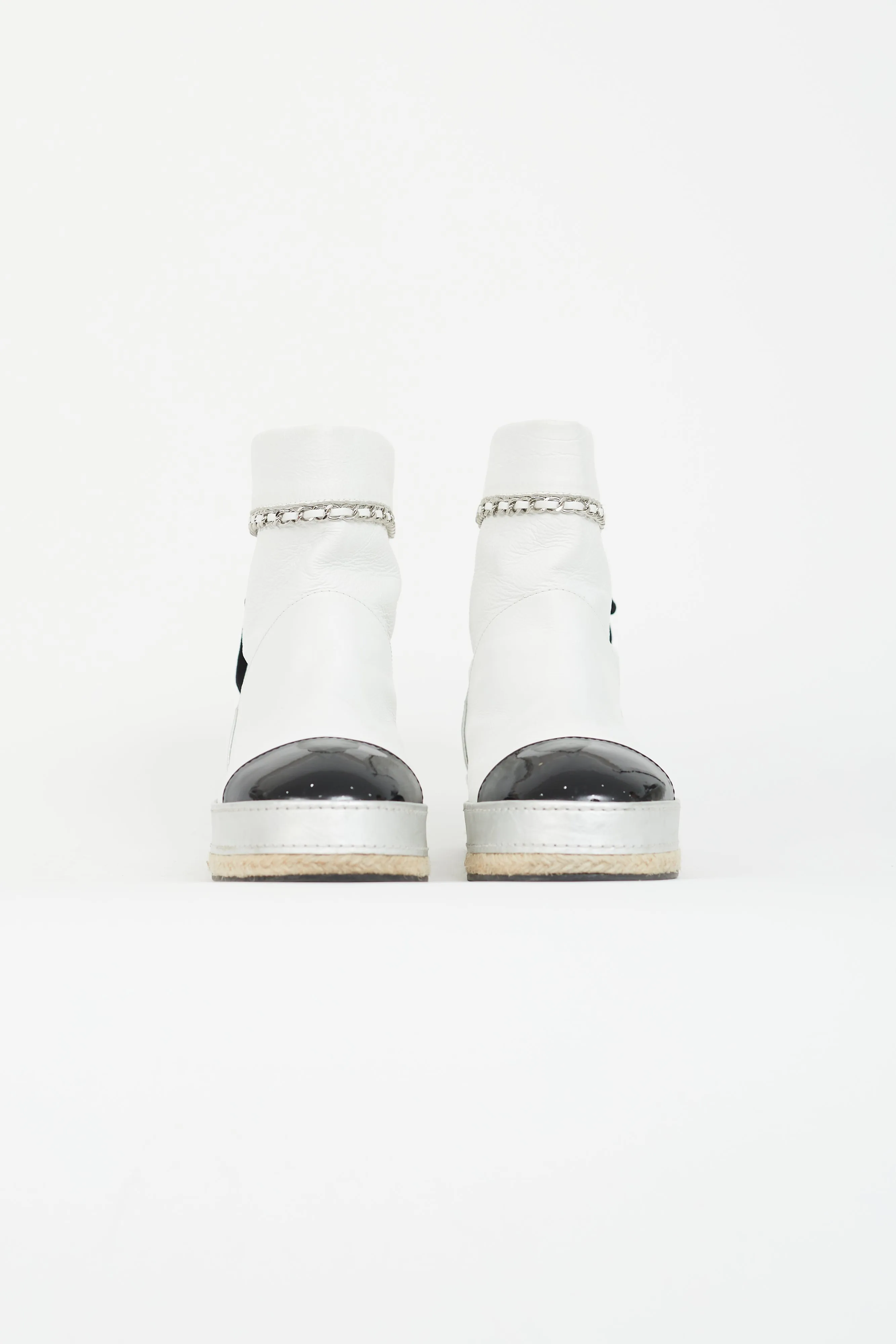 White Leather Espadrilles Boot