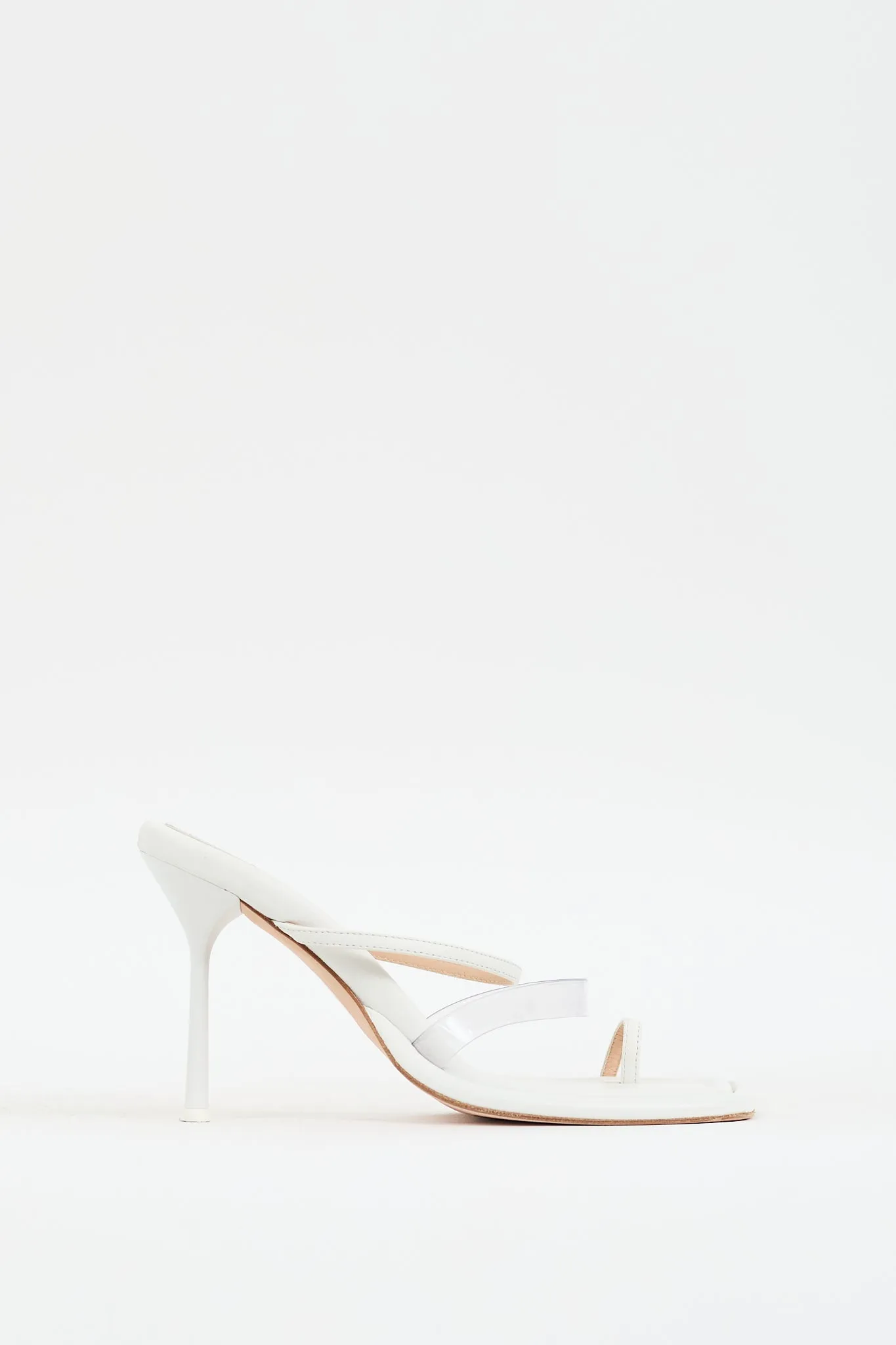 White Leather Thong Heeled Sandal