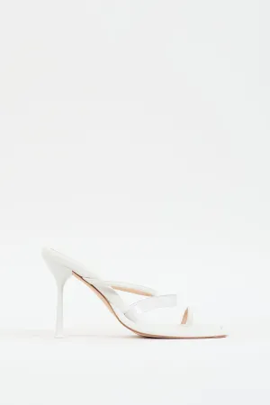 White Leather Thong Heeled Sandal
