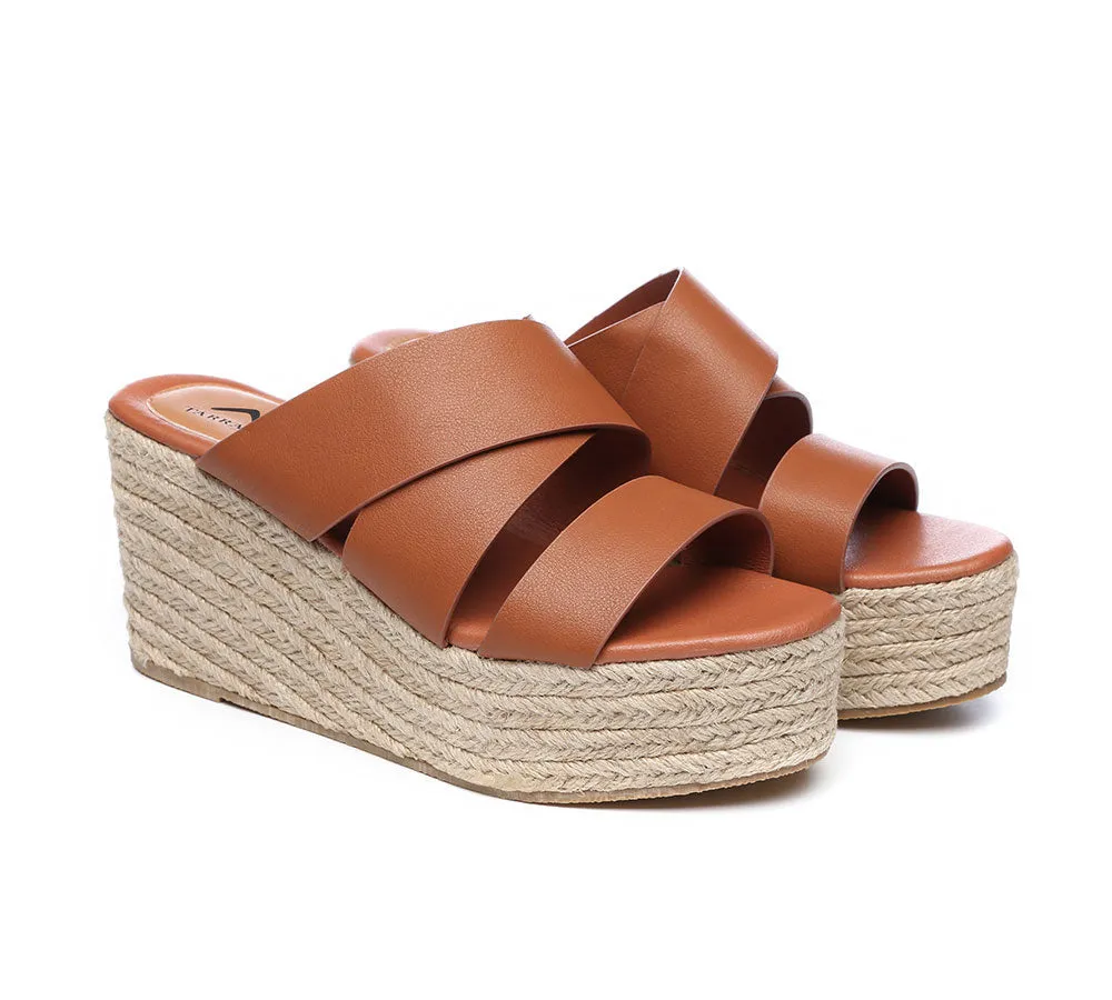 Women'S Crossover-Strap Platform Heels Slip-On Sandal Slides Wedges Julie