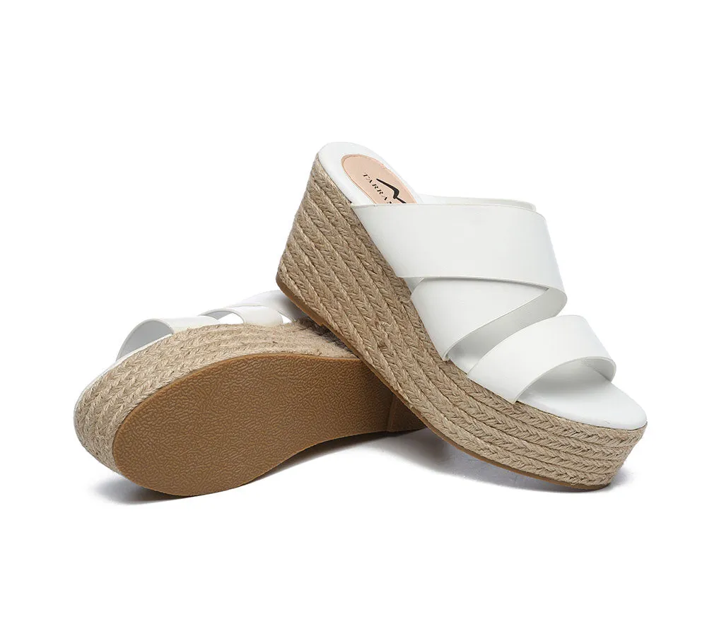 Women'S Crossover-Strap Platform Heels Slip-On Sandal Slides Wedges Julie