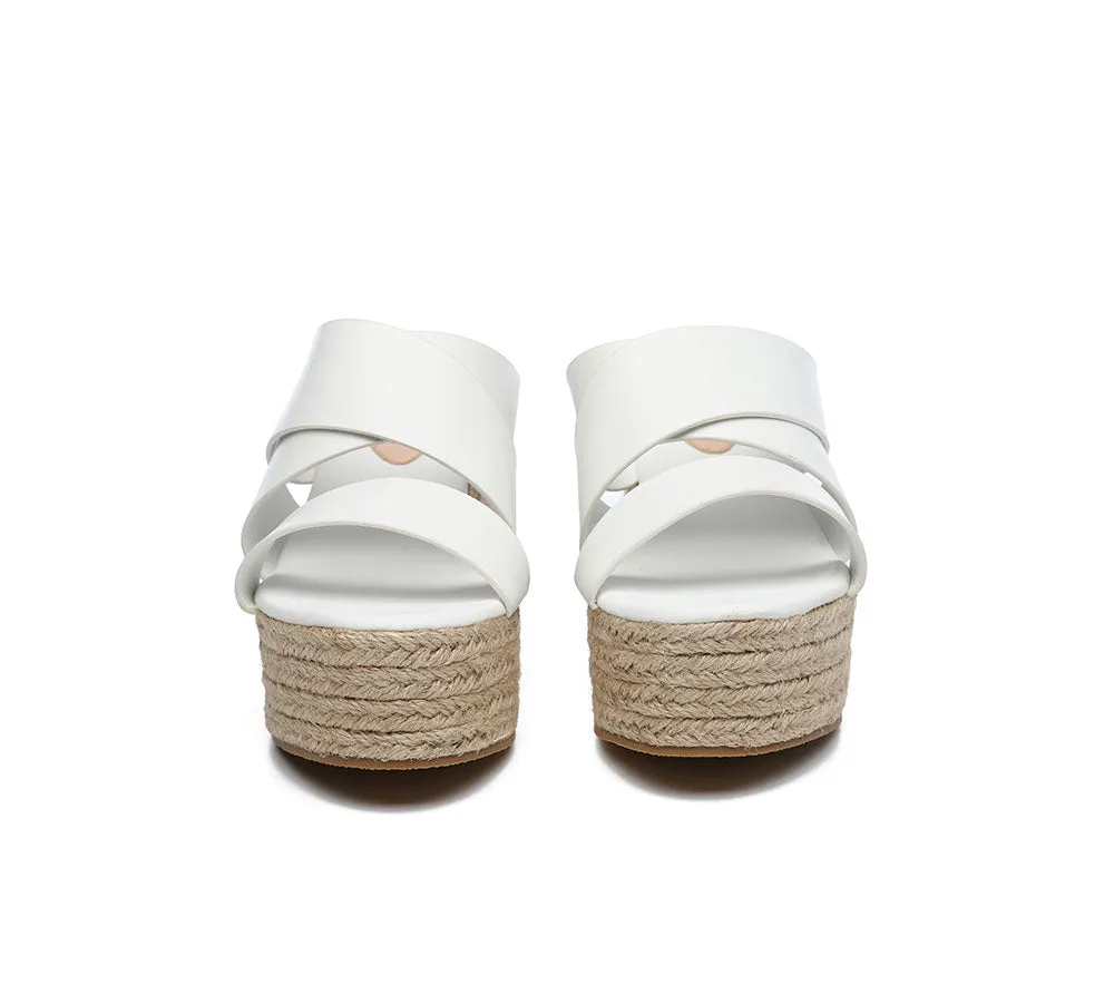 Women'S Crossover-Strap Platform Heels Slip-On Sandal Slides Wedges Julie